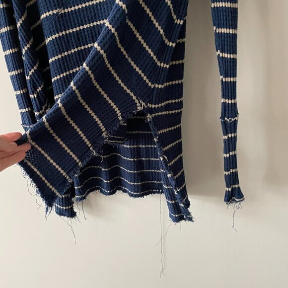 Free People Sunset Park Striped V-Neck Long Sleeve Casual Tunic Top Blue XS - Picture 7 of 10